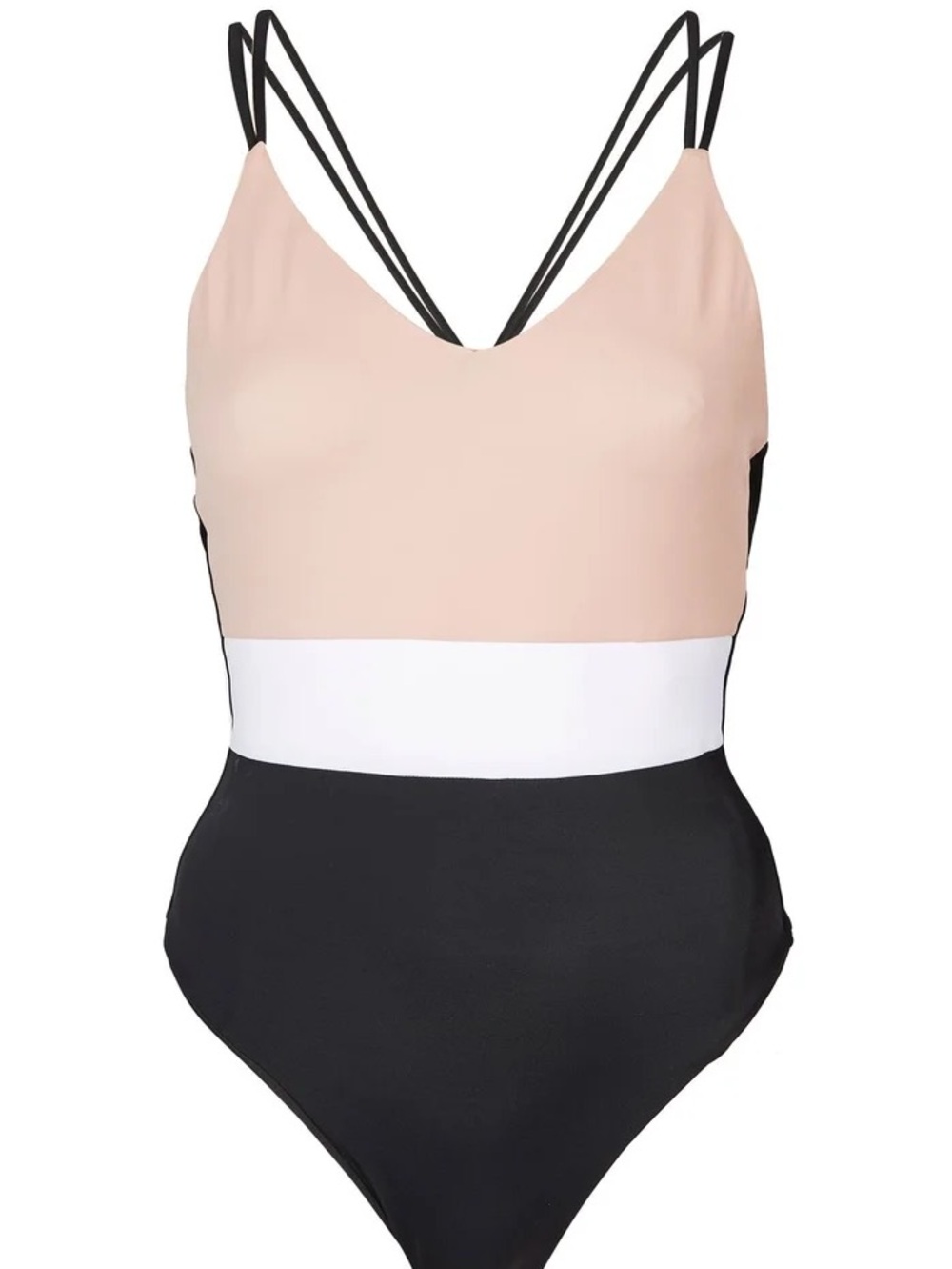 Topshop Black, White, & Tan Colorblock One-Piece